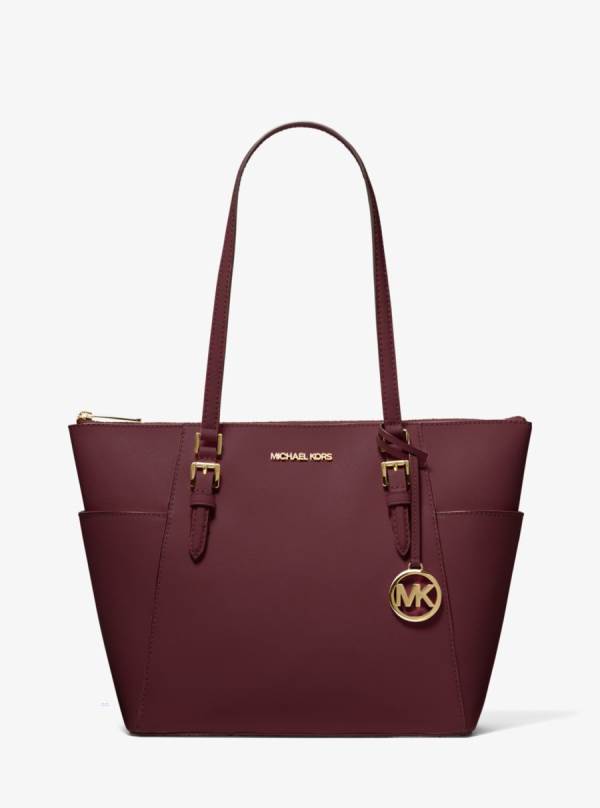 Damske Prenosná Taška Michael Kors Charlotte Large Saffiano Leather Top-Zip Bordove - Kabelky Michael Kors Akcia | QNZXC-3657